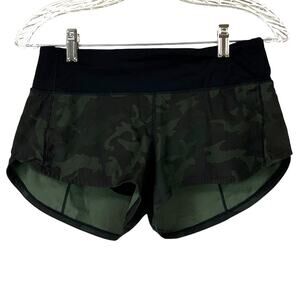 Lululemon Speed Up Short 2.5" Incognito Camo Multi Green Black Women's Sz 4 EUC